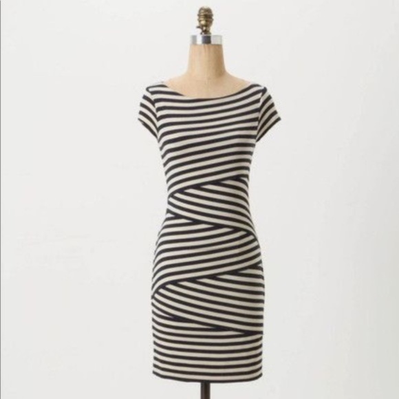 Bailey 44 Stripe Cream and Navy Column Dress - Picture 3 of 8